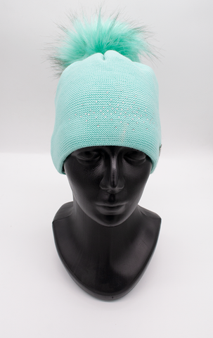 Women's / Teenager Mint Beanie with Pompom | 9K1636-M