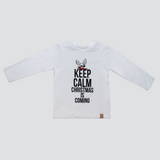 MIMI Boys' Long Sleeved White Shirt with Christmas Keep Calm | S-109-W