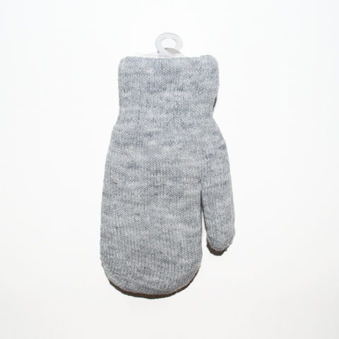 Kids' Insulated Light Gray Mittens with String | R-053DB-LG