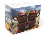2x300 ml Handmade Stoneware Mulled Wine Mug Set with Candle Warmer | 42842