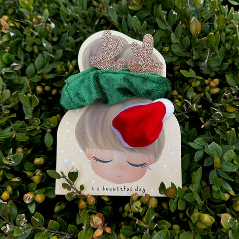Girl's Christmas Hair Scrunchie and Santa's Hat Hair Clip | SCH