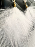 White Long Feather Earrings with Faux Pearls | P324