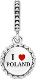 Sterling Silver 925 I LOVE POLAND Charm for Pandora Bracelet | ILP-86