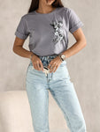 Gray T-Shirt with Birds Print | FL-69