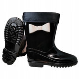 Black Rain Boots with Black Cuff and White Bow | Y053