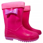 Pink Rain Boots with Pink Cuff and Bow | Y053-NP