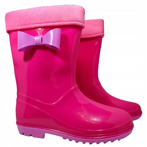 Pink Rain Boots with Pink Cuff and Bow | Y053-NP