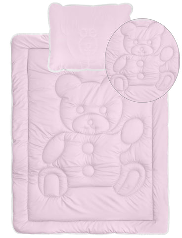 Pink Bear Comforter and Pillow Insert Set - 100 x 135 cm | BAJ-02