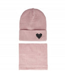 Girls' Powder Pink Beanie and Tube Scarf Set ~ 6-12 Years | 48/397-D
