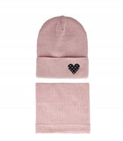 Girls' Powder Pink Beanie and Tube Scarf Set ~ 6-12 Years | 48/397-D