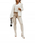 Ecru Alpaca Ramones Jacket with Golden Snaps | ALPS-E