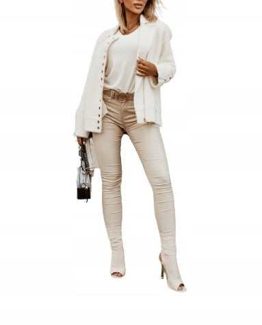 Ecru Alpaca Ramones Jacket with Golden Snaps | ALPS-E