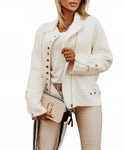 Ecru Alpaca Ramones Jacket with Golden Snaps | ALPS-E