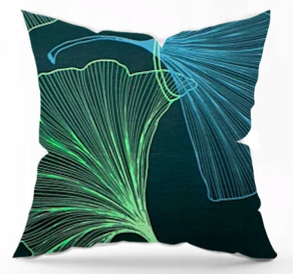 100% Cotton Black Pillowcase with Green and Blue Flower - Poszewka na Poduszkę Jasiek  | IK-04
