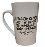 White Porcelain Mug with A.Mleczko Drawing - Telewizja 370 ml | 310231-1-TV