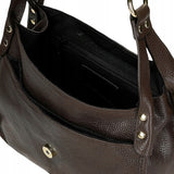 Wojas Dark Brown Leather Crossbody Bag with Golden Logo | 8040172