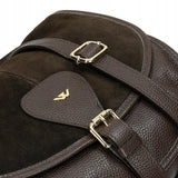 Wojas Dark Brown Leather Crossbody Bag with Golden Logo | 8040172