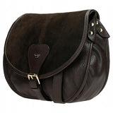 Wojas Dark Brown Leather Crossbody Bag with Golden Logo | 8040172