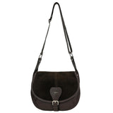 Wojas Dark Brown Leather Crossbody Bag with Golden Logo | 8040172