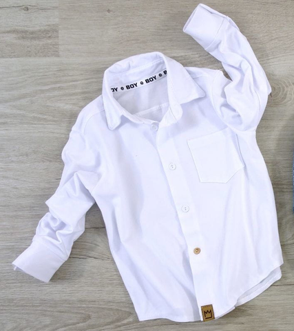 MIMI Boys' White Long Sleeve Shirt with Collar | S-152