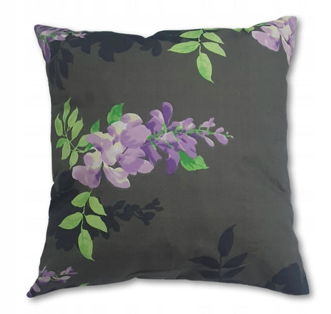 100% Cotton Dark Gray Pillowcase with Floral Pattern - Poszewka na Poduszkę Jasiek | IK-19