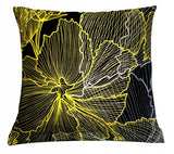 100% Cotton Black Pillowcase with Yellow Flower Pattern | IK-02