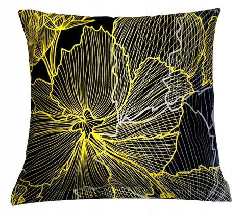 100% Cotton Black Pillowcase with Yellow Flower Pattern | IK-02