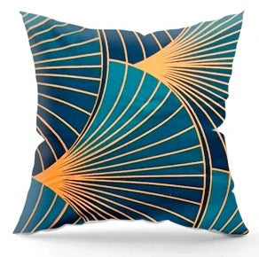 100% Cotton Blue-Green Pillowcase with Gold Details - Poszewka na Poduszkę Jasiek | IK-15