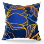 100% Cotton Dark Blue Pillowcase with Orange Flower Pattern | IK-01