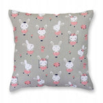 100% Cotton Gray Pillowcase with Bunny Pattern - Poszewka na Poduszkę Jasiek | BL-88