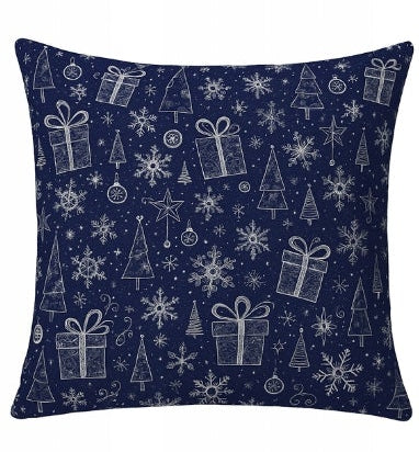 100% Cotton Blue Pillowcase with Christmas Pattern - Poszewka na Poduszkę Jasiek | SP-96