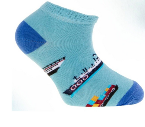 Boys' Blue Ankle Socks with Cars Pattern  | CSB170-027-B