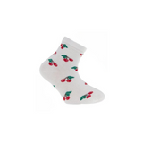 Girl's White Ankle Socks with Cherries | CSG200-072-W