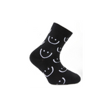 Kids' Black Ankle Socks with Smile Print | CSG200-013-BL