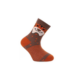 Girls' Brown Ankle Socks with Tiger Pattern  |  CSB200-536-BR