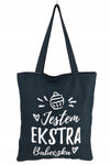 Cotton Shopping Bag with Funny Print and Zipper - Jestem extra babeczka | 7GA0522