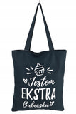 Cotton Shopping Bag with Funny Print and Zipper - Jestem extra babeczka | 7GA0522