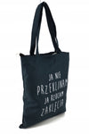 Black Cotton Shopping Bag with Zipper - Ja nie przeklinam ja rzucam zaklęcia | 7GA0514-BL
