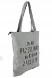 Gray Cotton Shopping Bag with Zipper - Ja nie przeklinam ja rzucam zaklęcia | 7GA0514-G