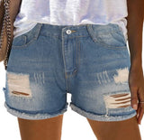 Women's Oversized Ripped Soft Jeans Shorts | HAL-888