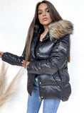 Black Hooded Jacket with Fur | B218928-BL