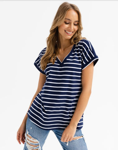 Navy Blue Striped T-Shirt | BPC-06-NB