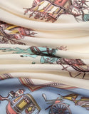 Silk Feel Soft Scarf with Horse Pattern | HAL-234
