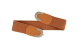 CC Brown Stretchy Belt with Golden Buckle | HAL-34