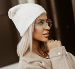 Women's Ecru Alpaca Beanie | HAL-134-EC