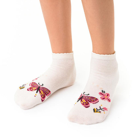 Steven Girl's Ecru Socks with Butterfly Pattern | ART-004RG184