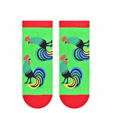 Steven Kids' Neon Green Socks with Lowicz Pattern | ART-116JG008