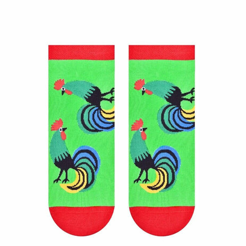 Steven Kids' Neon Green Socks with Lowicz Pattern | ART-116JG008