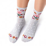 Steven Women's Gray Socks with Lowicz Folk Pattern | ART-118KI049