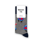 Steven Men's Gray Socks with Kujawy Folk Pattern  | ART-118XO014
